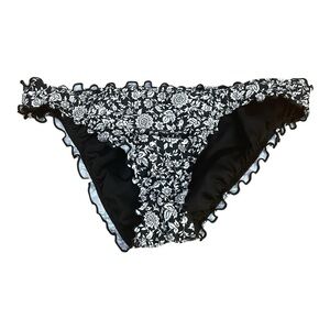 Target Xhilaration Black & White Floral Ruffle Cheeky Bikini Bottom Size Medium